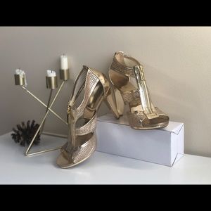 Michael Kors Berkley T-Strap Dress Sandals Gold